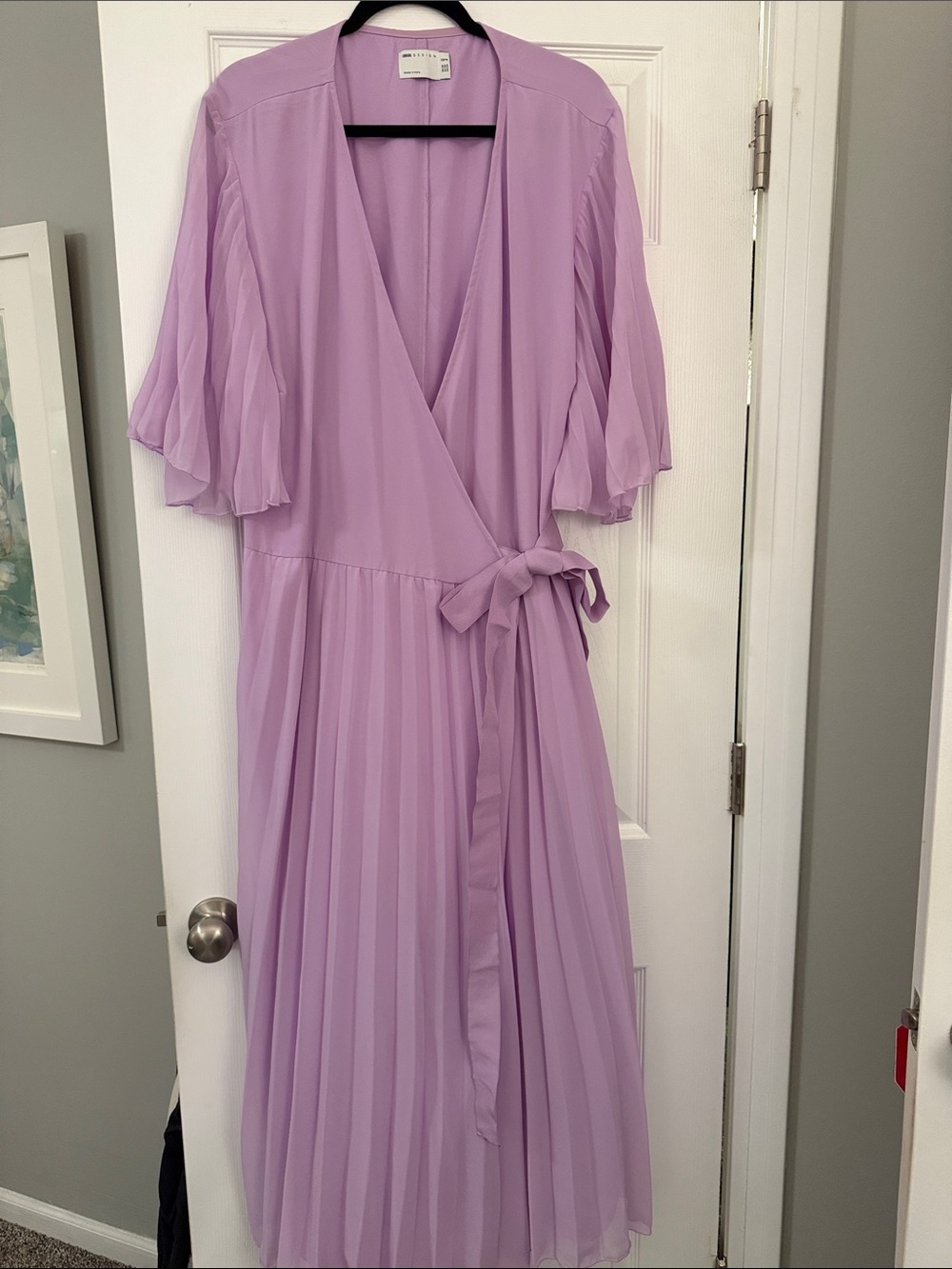 ASOS curve Lavender Pleated Wrap Midi Dress
